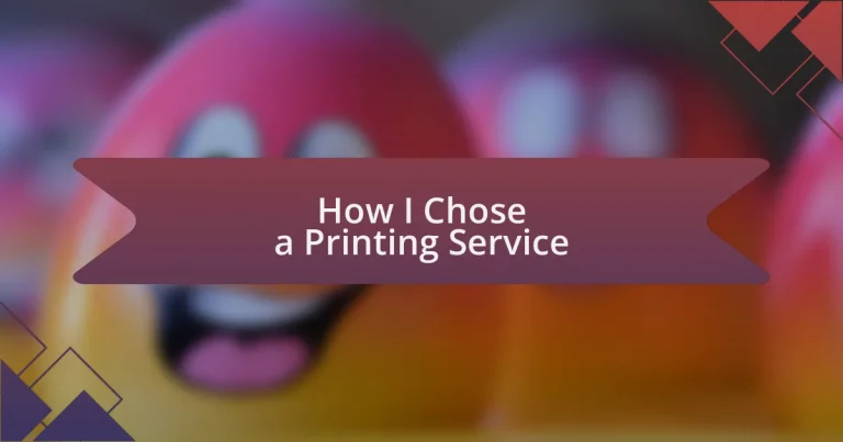How I Chose a Printing Service