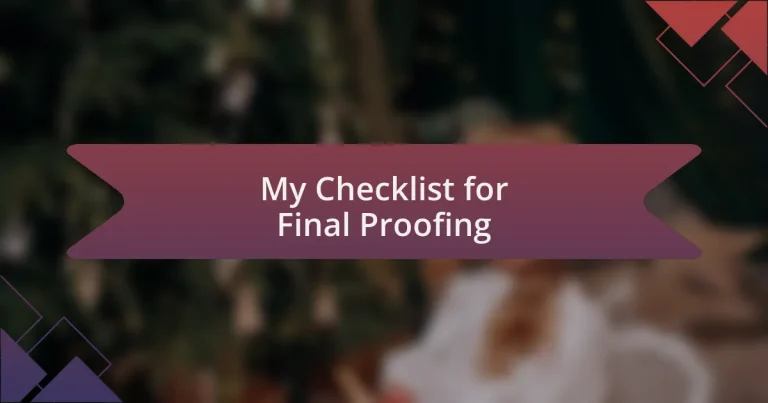 My Checklist for Final Proofing
