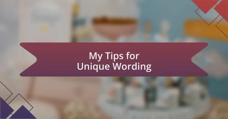 My Tips for Unique Wording